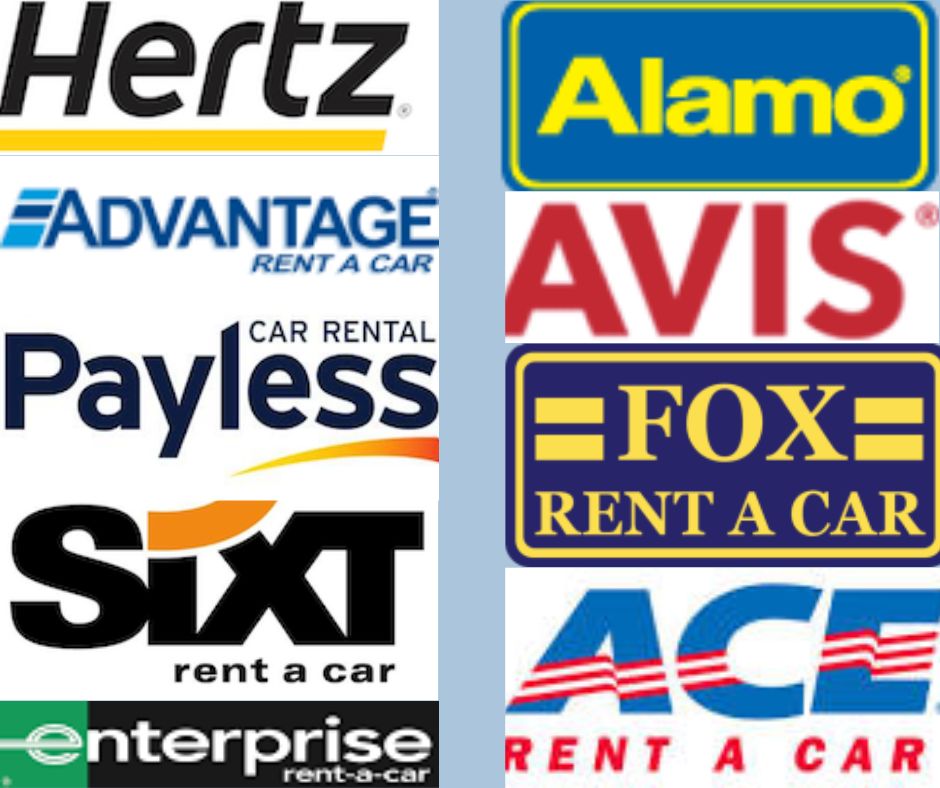 Collage of different rental car logos