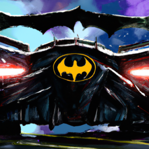 modern painting of the batmobile