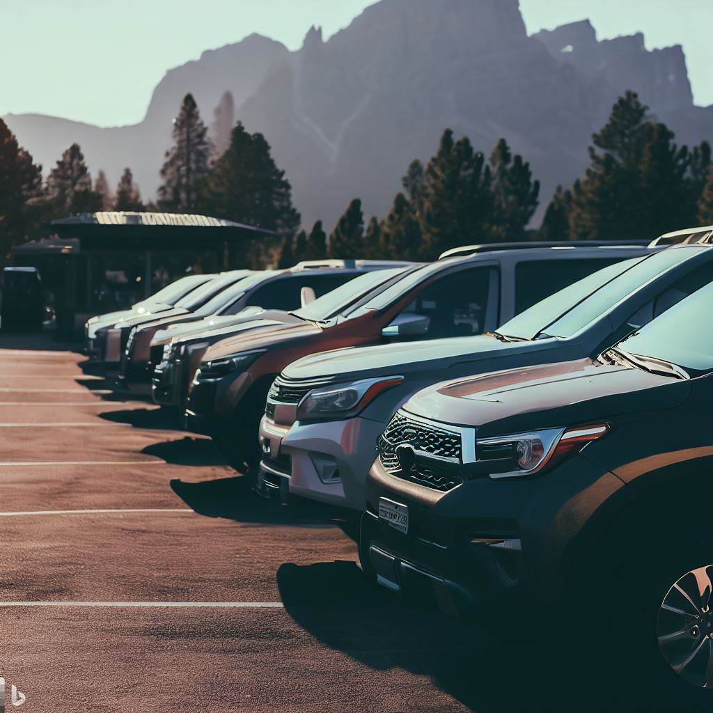 A lineup of rental cars ready for national park exploration