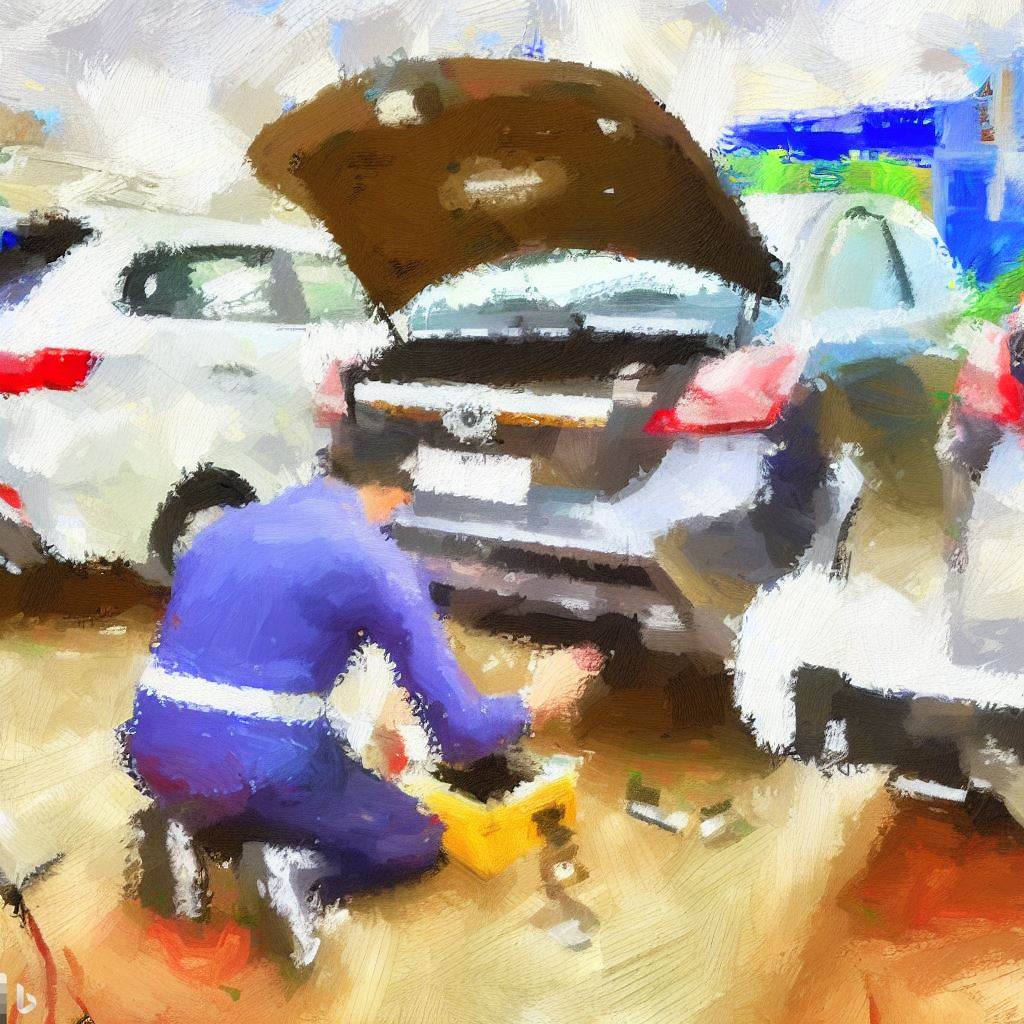 Mechanic working on a rental car