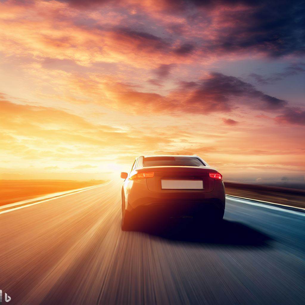 Car on Open Road at Sunset