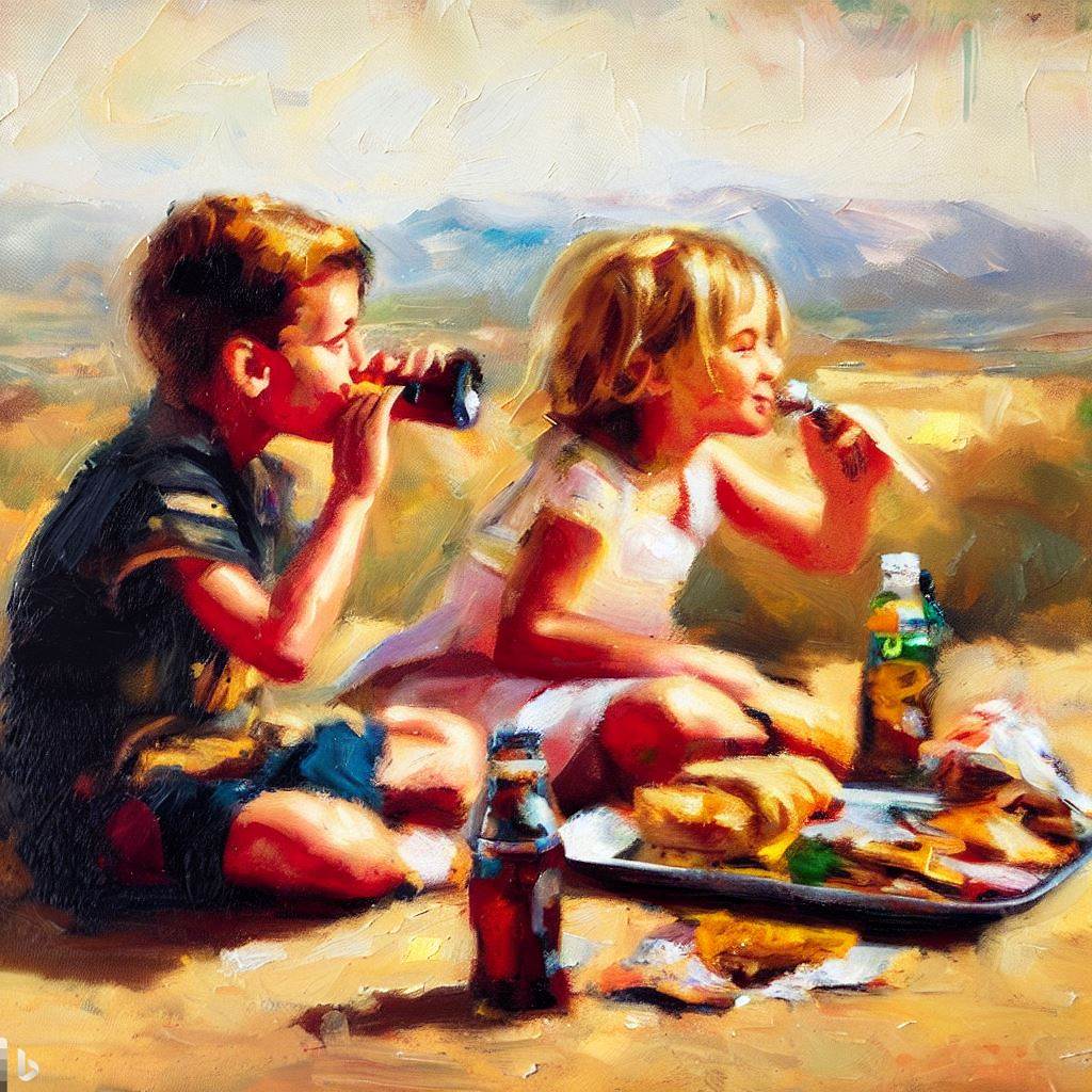 kids eating and drinking
