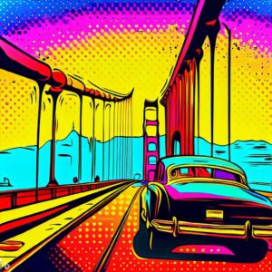 Driving across the Golden Gate Bridge in San Francisco