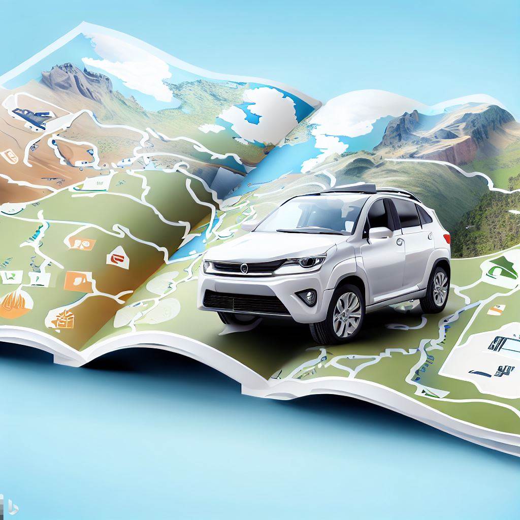 A map showcasing various rental car itineraries