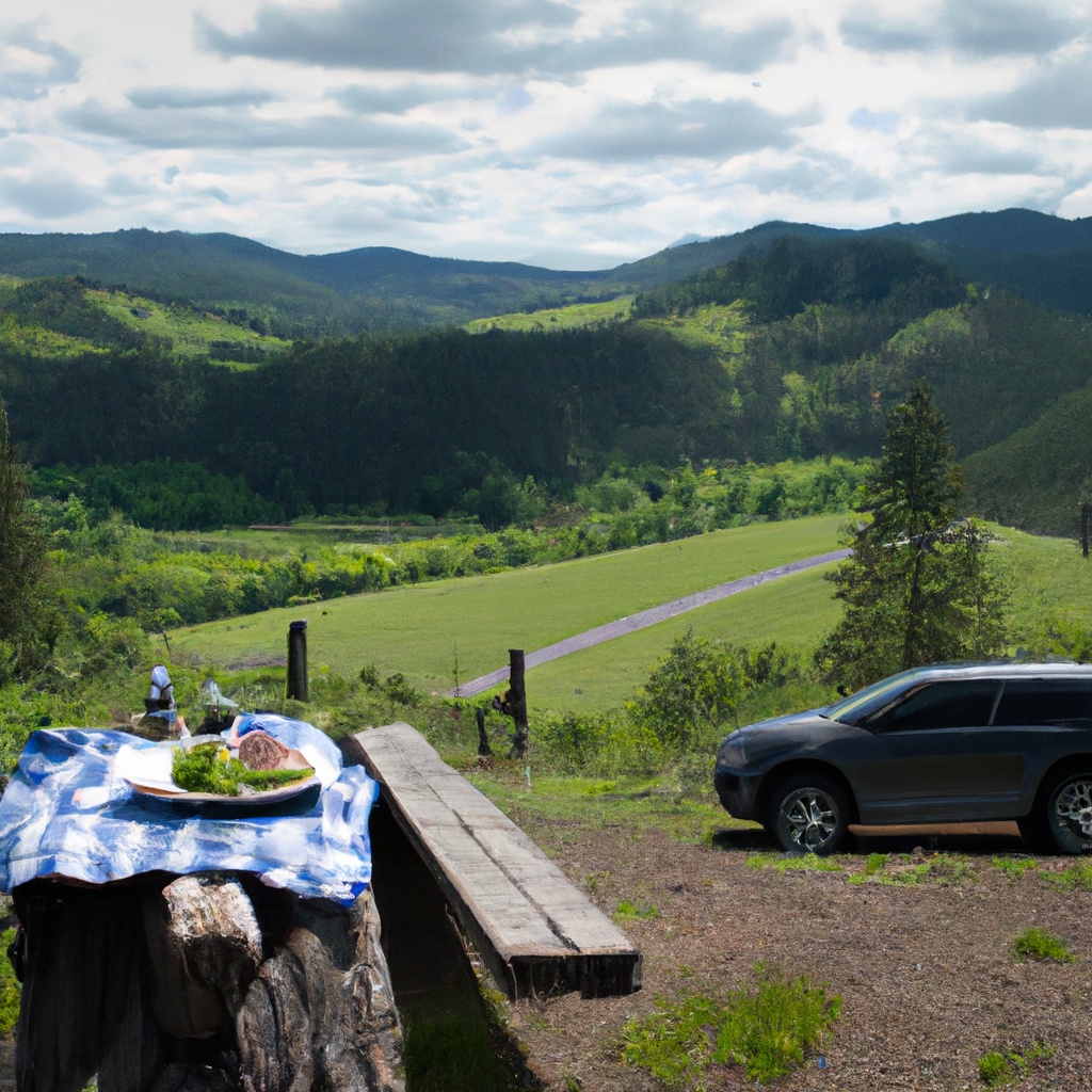 Scenic pit stop for rest and relaxation during a road trip.