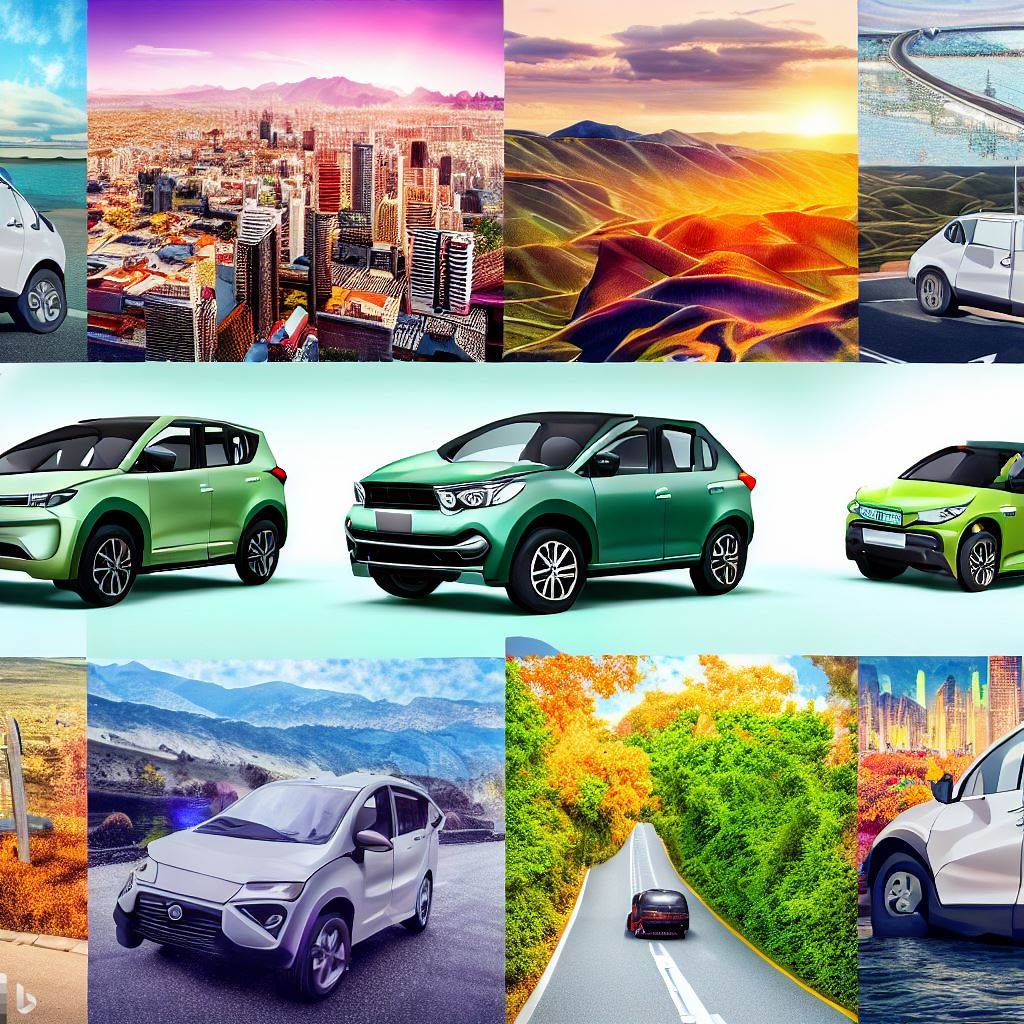 COLLAGE of eco-friendly vehicles available for rent,