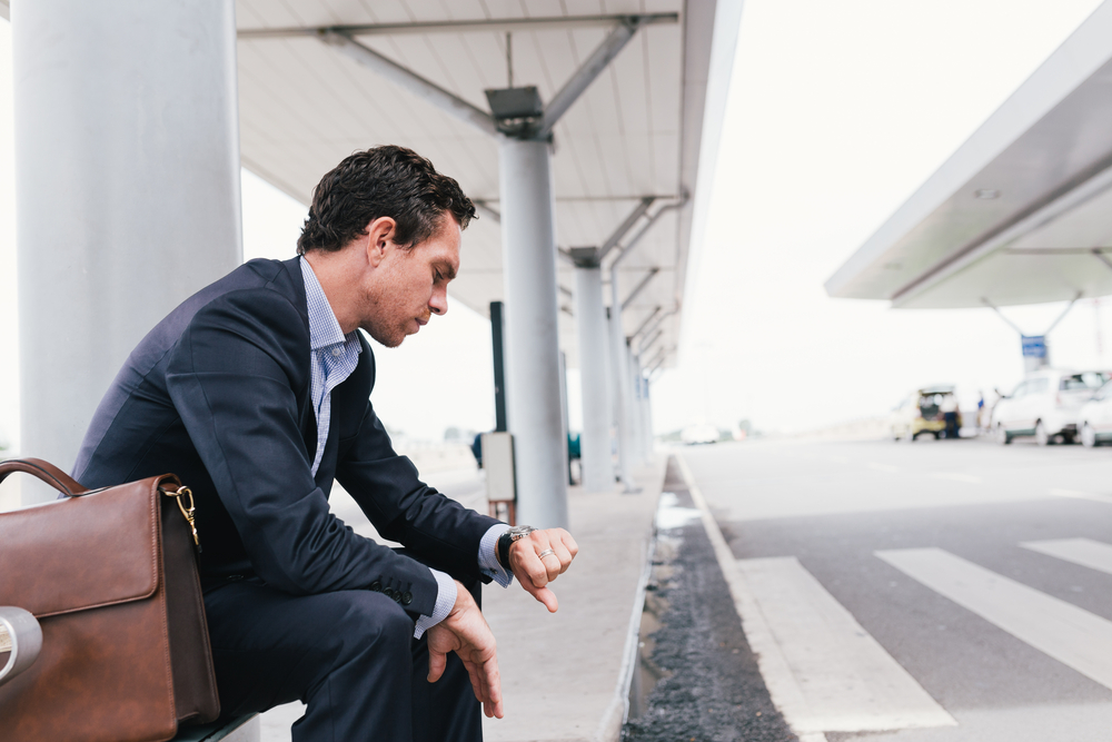 Business traveler waiting for a taxi