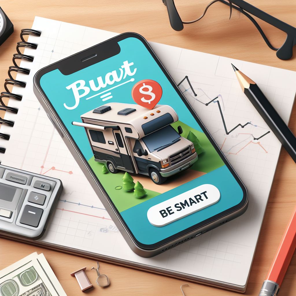 Smartphone with budgeting apps for RV travel