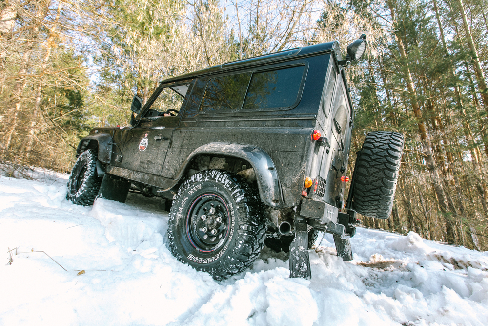 Land Rover Defender in snow