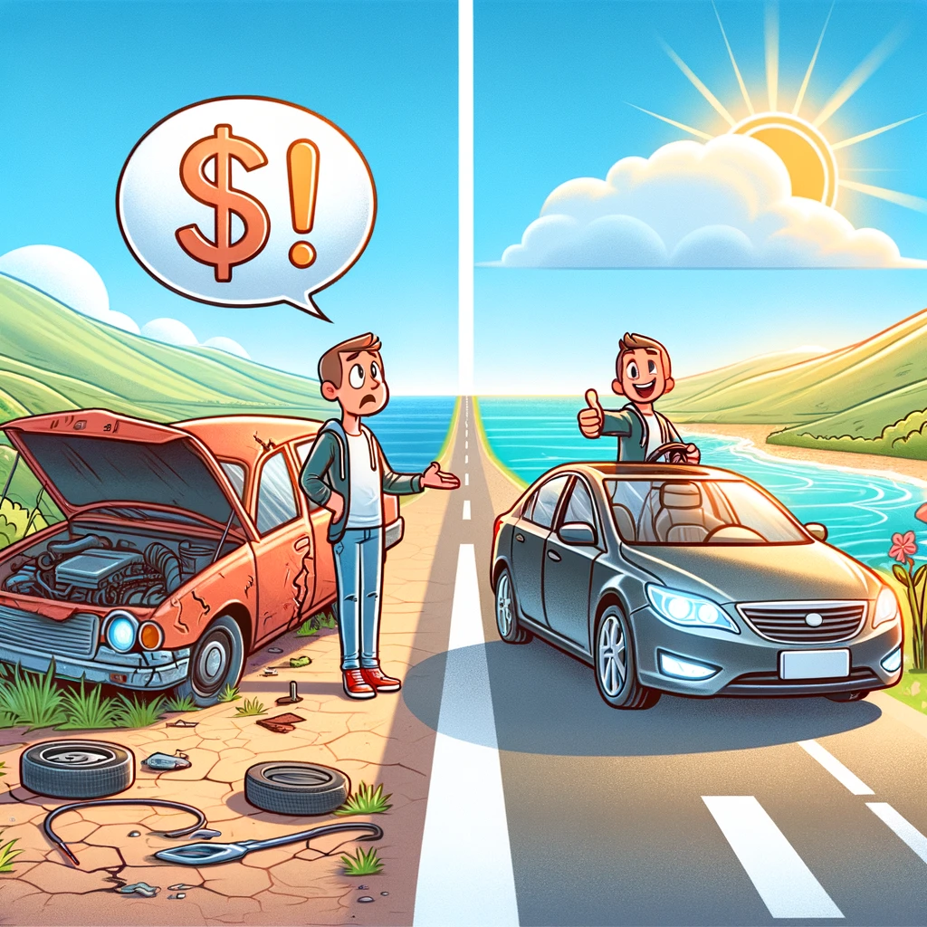 choosing between a cheap car rental with potential issues and a slightly pricier value car rental for a stress-free trip
